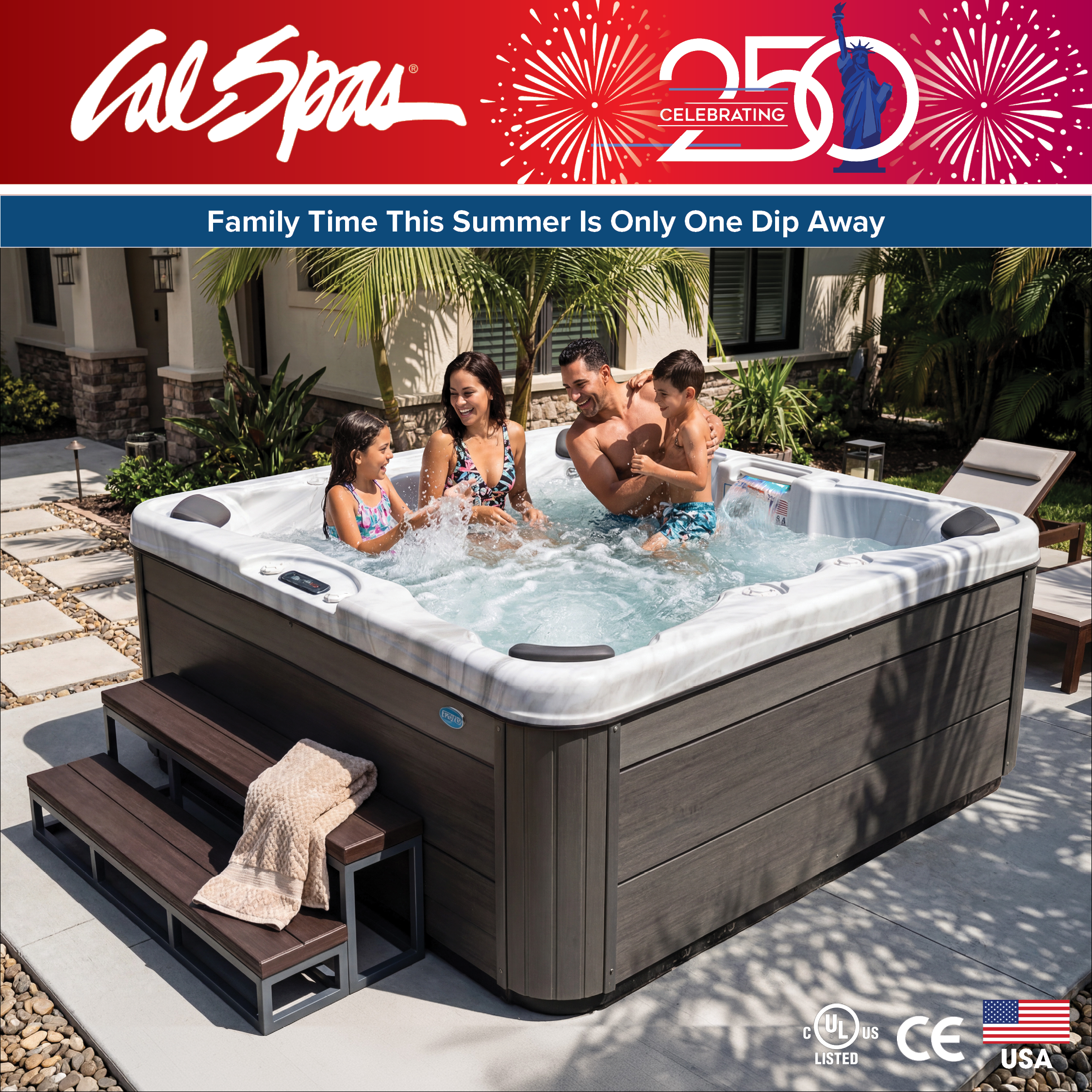 Calspas hot tub being used in a family setting - South Gate